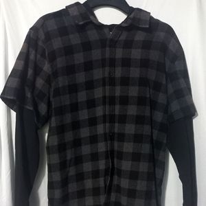 Hooded Checker Button-up
